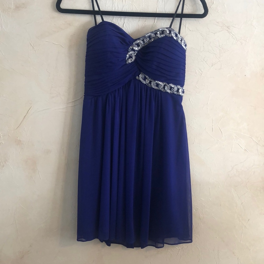 Blonde Nites Royal Blue Strapless Dress Size 3